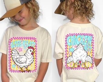 Funny Toddler Shirts, Trendy Summer Tee for Kids, Guess What Chicken Butt, Farm and Animals