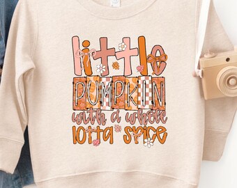 Little Pumpkin Toddler Girls Sweatshirt and Shirt, Pumpkin Patch Baby Bodysuit, Retro Preppy Cute Fall Thanksgiving Outfit