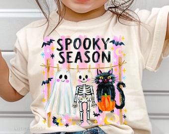 Striped Halloween Toddler Girls Shirts and Sweatshirts, Cute Ghost Spooky Season T-Shirt,  Fall Outfit,