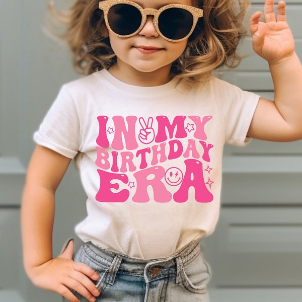 In My Birthday Era Shirt For Girls, Retro Trendy Birthday Shirt, Neutral Boho Preppy Girls Birthday T-shirt, Toddler Girls Birthday