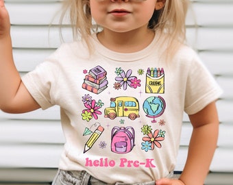 Hello Pre-K Shirt for Kids, Back To School Tee for Girls, First Day of School Girls Shirt, Back to School Shirts