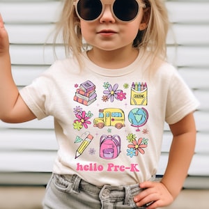 Hello Pre-K Shirt for Kids, Back To School Tee for Girls, First Day of School Girls Shirt, Back to School Shirts
