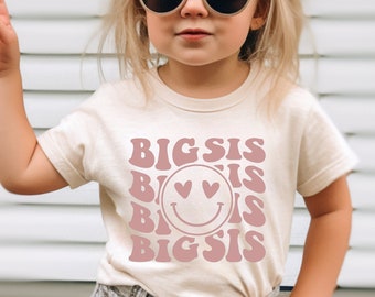 Big Sister Shirt, Big Sis Lil Sis Shirt, Retro Sibling Shirts For Girls, Pregnancy Reveal, Promoted to Big Sister, Pregnancy Announcement