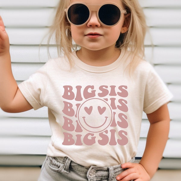 Big Sister Shirt, Big Sis Lil Sis Shirt, Retro Sibling Shirts For Girls, Pregnancy Reveal, Promoted to Big Sister, Pregnancy Announcement