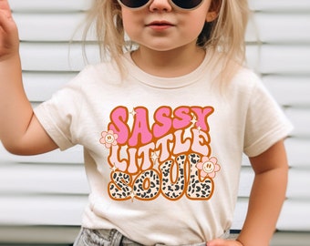Sassy Little Soul Shirt for Girls, Trendy Retro Toddler Girl Shirts, Funny Preppy, Aesthetic, Sarcastic, Baby Girl Outfit, Youth Girl Tee