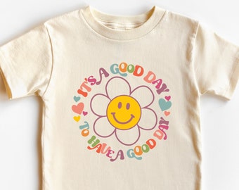Retro Neutral Boho Shirt, It's A Good Day Shirt For Girls, Smiley Face Tee, Preppy Onesie, Aesthetic Shirt For Toddler,