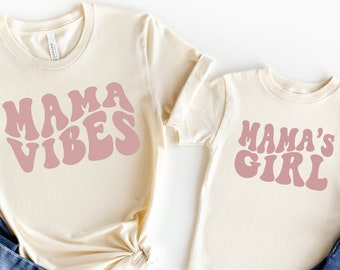 Mommy and Me Shirts, Mom and Daughter Shirts, Mama Vibes Shirt, Mamas Girl Shirts, Gift for New Baby, Baby Shower, Neutral Boho Retro Tee