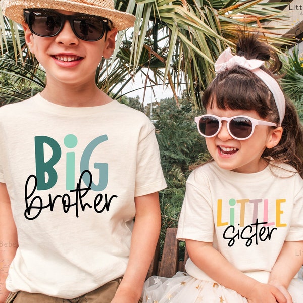 Matching Sibling Shirts, Big Sister, Little Brother, Big Brother, Little Sister Tee, Retro Kids, Toddler, Baby, Girls, Boys, Announcement