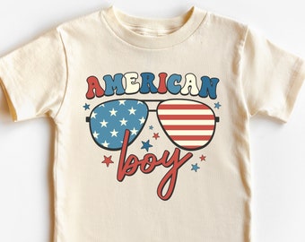 American Boy Shirt,  4th of July Outfit for Kids, Independence Day Boys T-shirt, Patriotic Shirts for Boys, Toddler Outfit, USA Baby Onesie