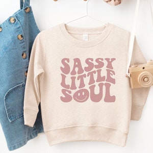 Sassy Little Soul Sweatshirt For Girls, Retro Funny Toddler Sweatshirt, Preppy Girls Sweatshirt, Trendy Aesthetic Hoodie