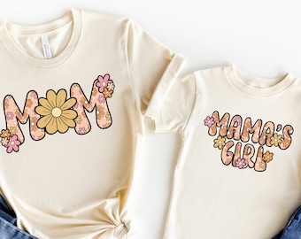 Daisy Mommy and Me Shirts, Girl Shirts, Retro Mom Daughter Shirts, Mama Shirt, Neutral Boho Matching Mom and Girl Shirts, Mothers Day Outfit