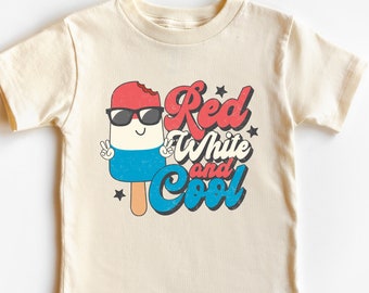 Red White Cool Shirt,  4th of July Outfit for Kids, Independence Day Boys T-shirt, Patriotic Shirts for Boys, Toddler Outfit, Baby Onesie