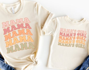 Mommy and Me Shirts, Mama's Girl Shirts, Retro Mom and Daughter Shirts, Mama Shirt, Neutral Boho Retro Tee