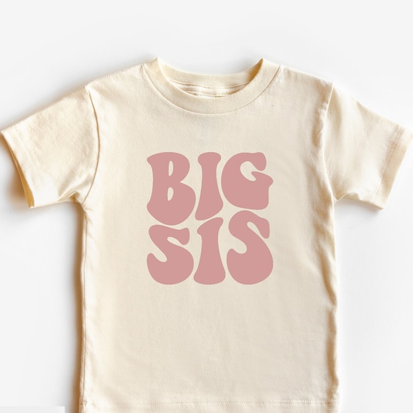 Big Sister Shirt, Big Sis Shirt, Retro Natural Boho Shirt For Girls, Pregnancy Reveal, Promoted to Big Sister, Pregnancy Announcement Shirt