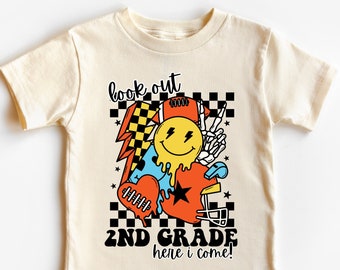 Look Out Second Grade Here I Come Shirt for Kids, 2nd Grade Boys Shirts, Back To School Tee for Boys, First Day of School Football Shirt,