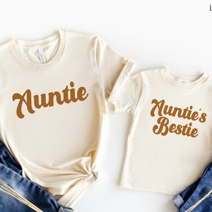 Aunt and Niece Shirts, Auntie&#39;s Bestie Shirt, Aunt and Nephew Shirts, Gift for Aunt, Gift for Niece, Gift For Nephew, Neutral Boho Retro Tee