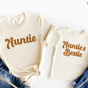 Aunt and Niece Shirts, Auntie's Bestie Shirt, Aunt and Nephew Shirts, Gift for Aunt, Gift for Niece, Gift For Nephew, Neutral Boho Retro Tee