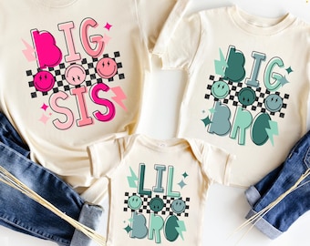 Matching Sibling Shirts, Big Sister, Little Brother, Big Brother, Little Sister Tee, Retro Kids, Toddler, Baby, Girls, Boys, Announcement
