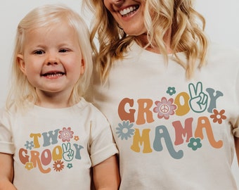 Mommy and Me Second Birthday Shirts, Two Groovy 2nd Birthday Shirts, Retro Matching Birthday Shirts,Trendy Family Birthday Shirts for Girls