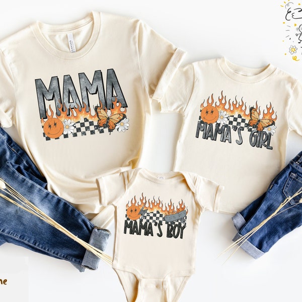 Rocker Mommy and Me Shirts, Retro Mamas Boy Onesie, Mom and Son Shirts, Retro Mother and Daughter Outfit, Mama's Girl Shirts, Baby Shower
