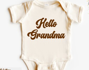 Retro Pregnancy Announcement  to Grandparents, Hello Grandma, Pregnancy Reveal Onesie