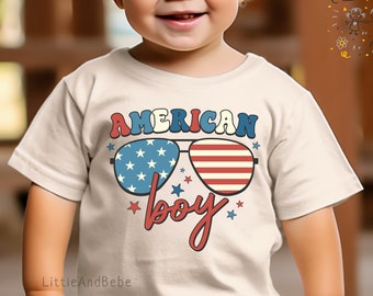 American Boy Shirt,  4th of July Outfit for Kids, Independence Day Boys T-shirt, Patriotic Shirts for Boys, Toddler Outfit, USA Baby Onesie