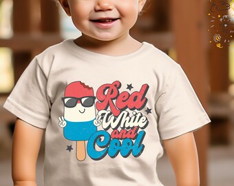Red White Cool Shirt,  4th of July Outfit for Kids, Independence Day Boys T-shirt, Patriotic Shirts for Boys, Toddler Outfit, Baby Onesie