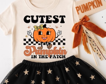 Cutest Pumpkin Patch Fall Toddler Girls Sweatshirts and T-shirts, Popular Retro Fall Shirts for Kids, Fall Outfit for Girls,