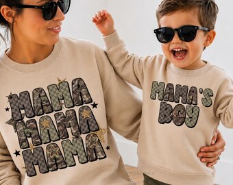 Retro Checkered Mommy and Me Shirt, Camouflage Toddler Boy Shirts, Matching Mama Mini Outfit,  Mothers Day, Mama's Bestie, Baby Shower gift