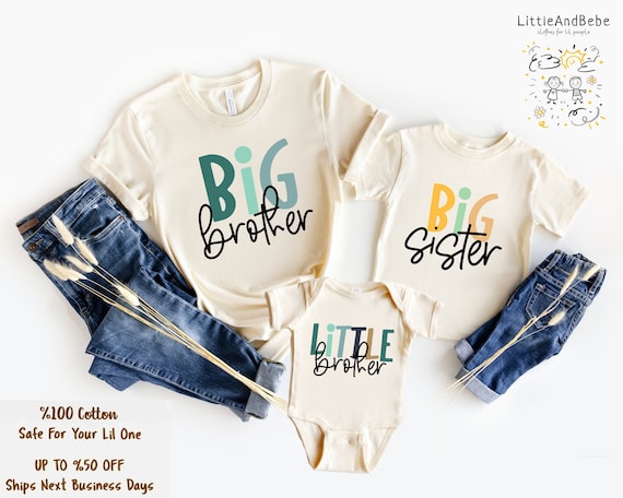 Matching Sibling Shirts, Big Sister, Little Brother, Big Brother, Little Sister Tee, Retro Kids, Toddler, Baby, Girls, Boys, Announcement