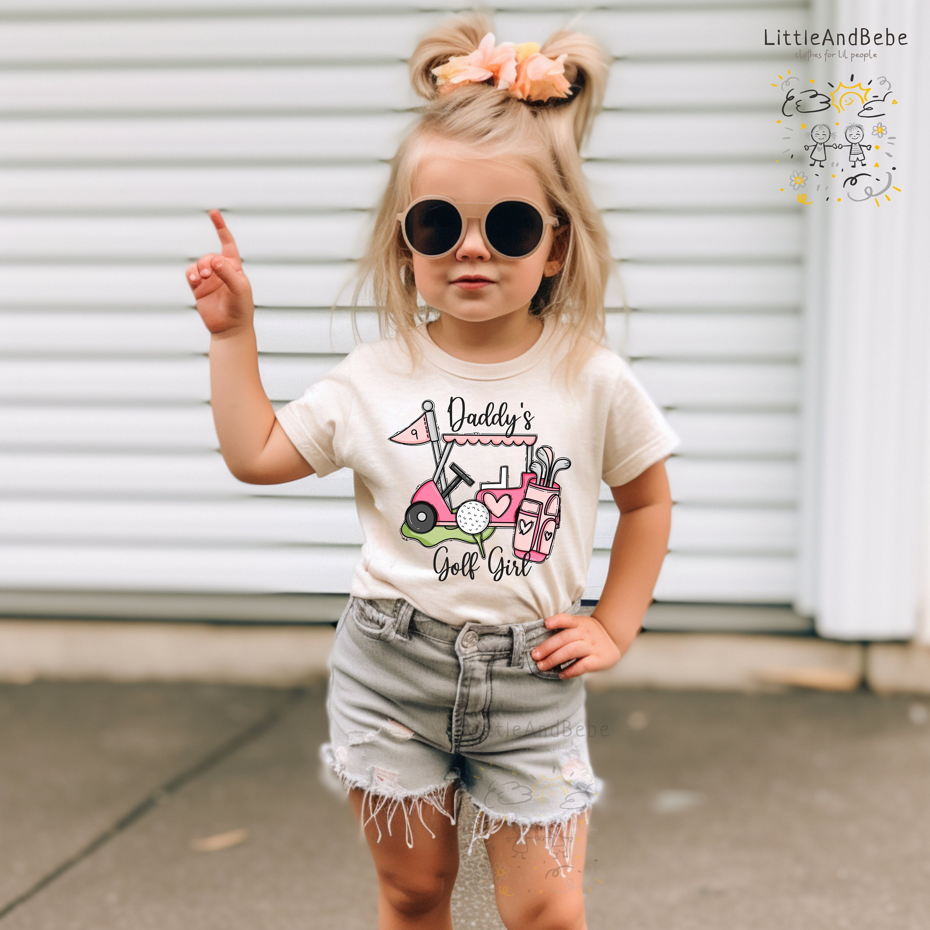 Daddy's Golf Girl Shirt, Cute Pink Golf Cart Shirt for Girls,  Daddy And Me, Toddler Youth Neutral Boho Tee, Father Daughter
