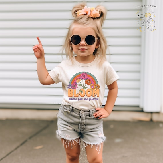 Bloom Shirt, Retro Summer Shirt For Girls, Trendy Toddler Girls Outfit, Baby Girl Onesie, Hippie Shirt, Preppy aesthetic tee