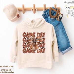 Game Day Sweatshirt for Girls, Coquette Shirts, Football Toddler Shirts, Retro Girls Outfit, Trendy Fall Sweatshirt for Kids image 3