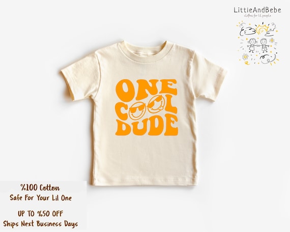Retro Neutral Boho Shirt For Boys, One Cool Dude Boys Shirt, Funny Smiley Face Tee, Preppy Shirt, Aesthetic Shirt For Toddler, Boy Onesie