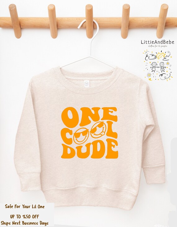 One Cool Dude Hoodie for Boys Retro Neutral Boho Vintage Funny Boys Sweatshirt Wavy Font Boys Hoodie Funny Boys Hoodie Etsy