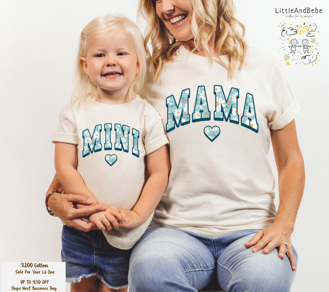 Blue Daisy Matching Mom and Daughter Outfit, Trendy Mommy and Me Shirts ...
