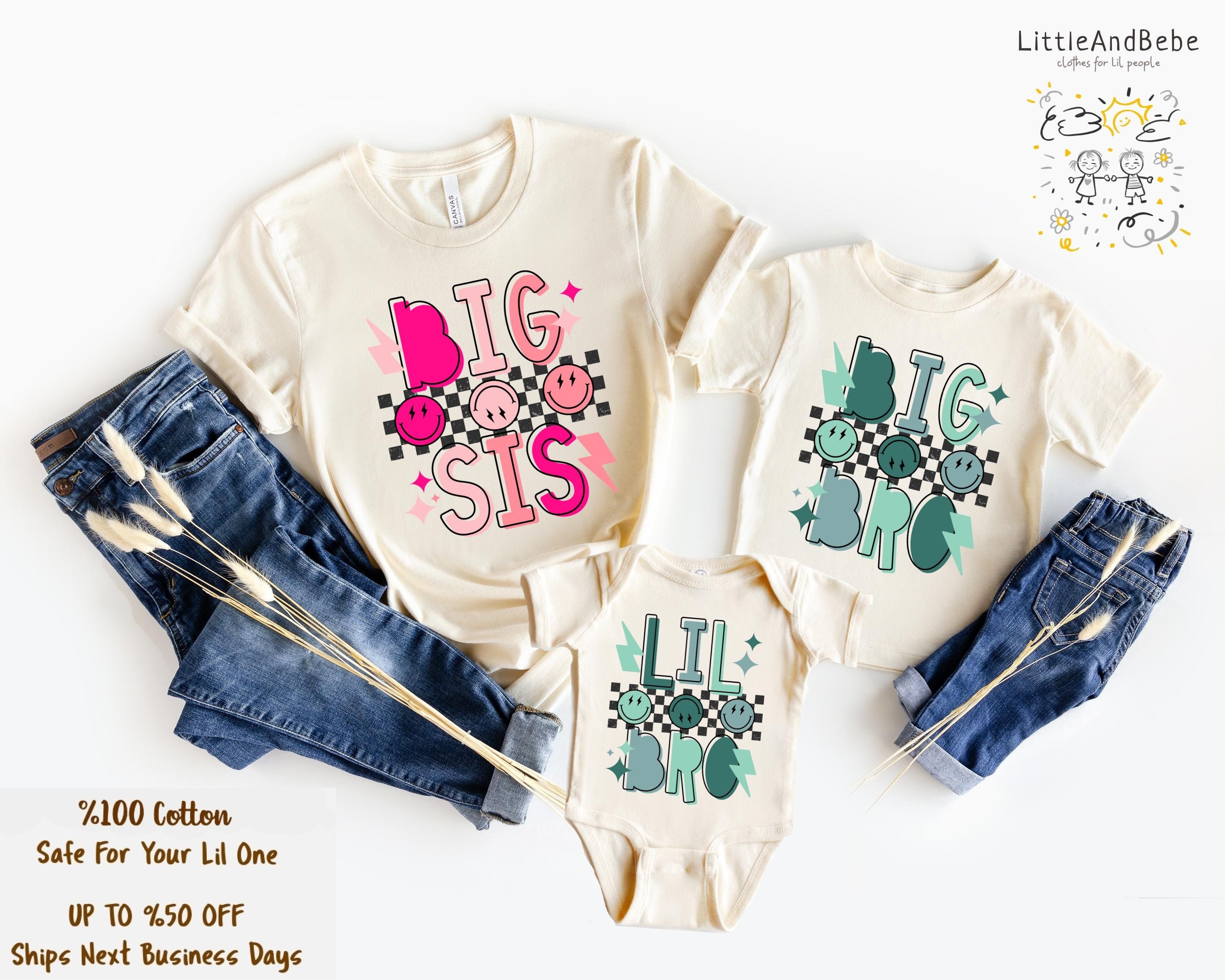 Yassiglia Big Sister Little Sister Abbigliamento per bambine con ricamo, maglione per bambini, a maglia, per l'inverno, caldo, per la sorella, Rosa Big, 12-18 Mesi