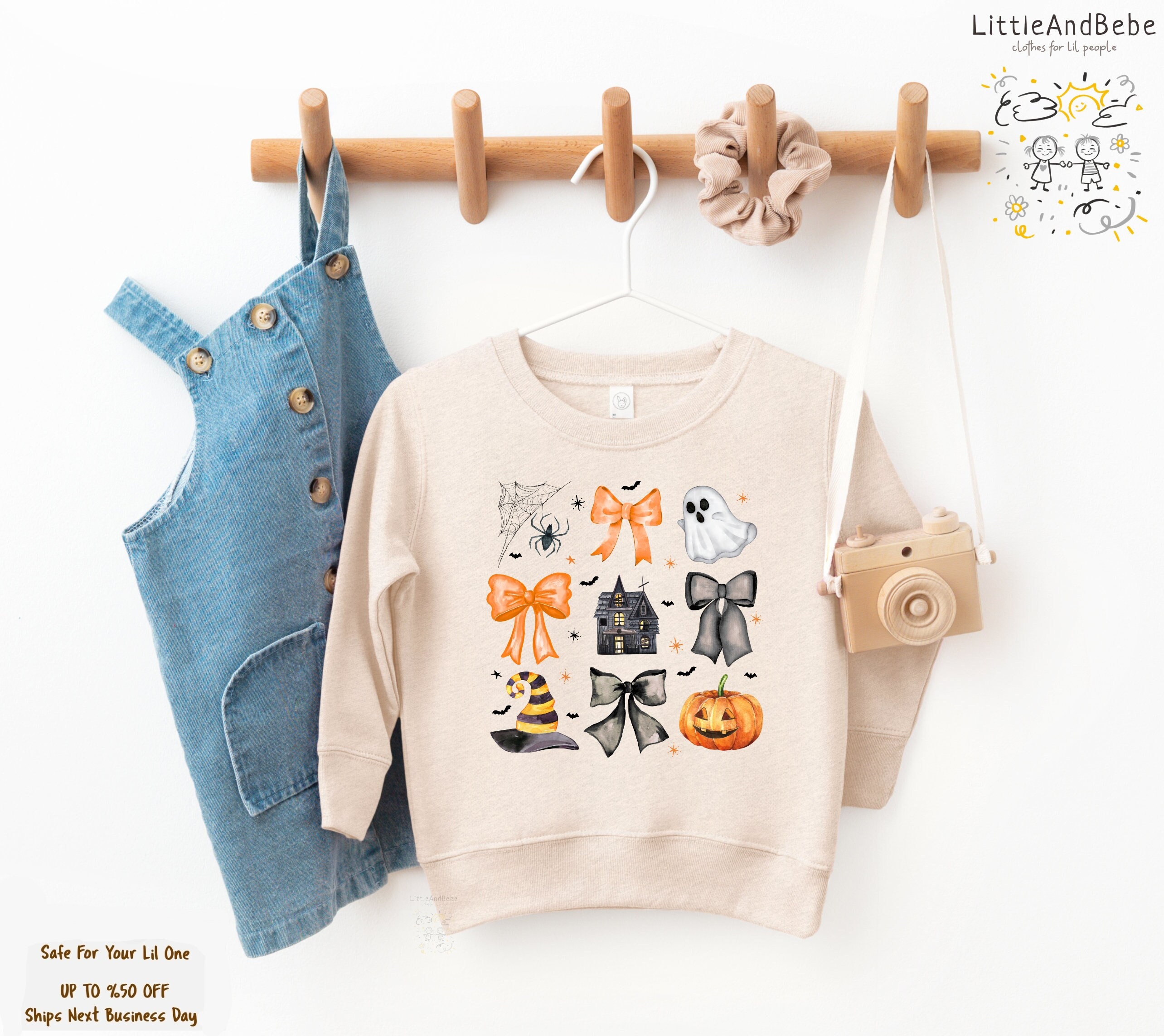 Halloween Haunted House Sweatshirt for Girls, Coquette Shirts, Toddler Shirts, Retro Girls Outfit, Trendy Fall Sweatshirt for Kids