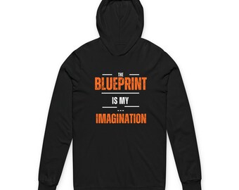 Imagination Blueprint Hoodie, Unisex Graphic Design Pullover, Cozy Artistic Apparel