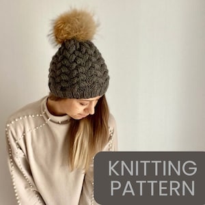KNITTING PATTERN Chunky Fast Cable Hat Knitting Beginner Knitting Pattern Adult hat knited pattern Easy Pattern Beginner Knit Hat PDF