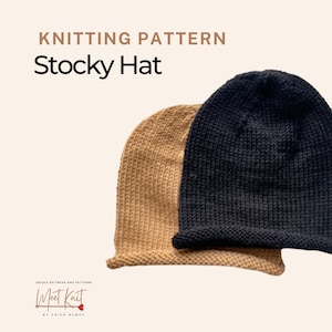 Easy Beginner Knitting Hat PDF Instant Download Pattern Adult Knit Instructions Super Bulky Yarn Knitted Hat DIY Knit Craft Unisex Hat