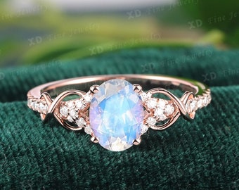 Unique Moonstone Engagement Ring Alexandite Promise Ring Pearl - Etsy