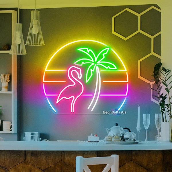 Flamingo Neon Schild Palme Neon Schild, Flamingo Dekor Strand Haus Zeichen Benutzerdefinierte Flamingo Personalisierte Bar Schild Dekor Weihnachten beleuchtet