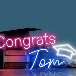 Congrats Grad Neon Sign Congrats Grad Sign Custom Neon Congrats Neon Lights Class Of 2024 Neon Sign 2024 Grad Hanging Sign