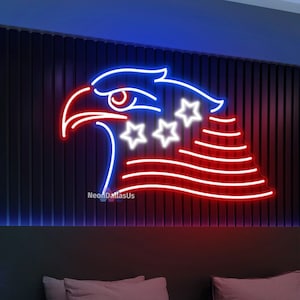 Fourth Of July Sign Happy 4th Of July Flag Neon Sign Memorial Day Decor Patriotic Sign Independence Day Decoration American Flag Sign