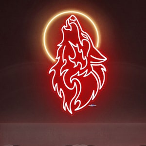 Wolf Neon Sign Wolf Led Sign Custom Wolf Sign Wolf And Moon Neon Wolf Light For Bedroom Howling Wolf Sign Wolf Night Light Wolf Wall Decor