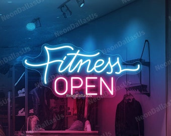 ジムフィットネスオープンネオンサイン、ジムLEDサイン、ウェイト