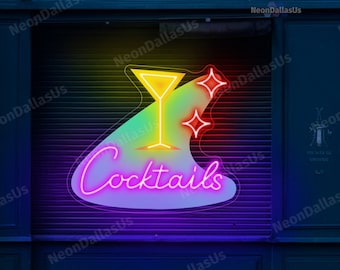 Cocktail Neon Sign Cocktail LED Light Cocktail Lounge Neon Sign Bar Open Custom Bar Shop Decor Cocktail Bar Sign Wall Art Business Neon Sign