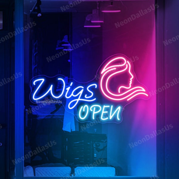 Wigs Open Neon Sign Wigs Open Neon Lights Wigs LED Sign Wigs Shop Sign Wigs Store Decors Wall Art  Custom Neon Sign Hair Decor Business Sign