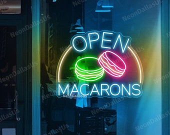 Open Macarons Neon Sign Macarons Open Led Sign Macaron LED Light Macaron Neon Light Store Open Wall Art Bakery Shop Store Wall Art Decors
